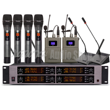 UHF Wireless Microphone System with Radio 2 Clip-On Lavalier Lapel 4 Handheld 2 Conference Microphone System 4 Antenna 2024 - buy cheap