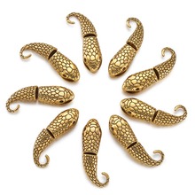 Conjunto pandahall de 10 fechos de liga metálica, com gancho e cabeça de cobra, para pulseiras de couro, acessórios de joalheria 2024 - compre barato
