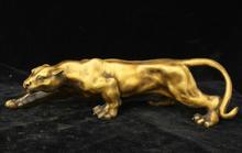 8,4 "китайская статуя старой желтой бронзы ручной работы в виде животного, леопардовой зверя, скульптура HQQY 2024 - купить недорого