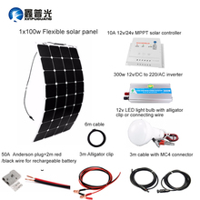 XINPUGUANG 100 W profesional DIY RV barco marino Kits Sistema Solar hogar 100 W panel solar flexible MPPT controlador inversor LED 2024 - compra barato