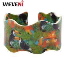 WEVENI Wide Love Acrylic Bird Pattern Bangles Bracelets Drop Shipping New Fashion Animal Jewelry For Women Girl Accesssories 2024 - buy cheap