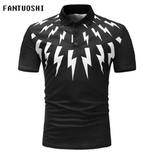 Summer Brand Polo Shirt Men Casual Printing Cotton Polo Homme slim breathable Male Short Sleeve Polos Shirts Black white 3XL 2024 - buy cheap