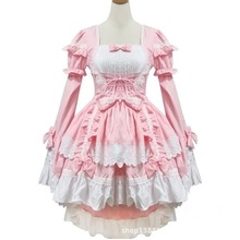 Black Pink Female Halloween Victorian Gothic Lolita Dress Girl Cosplay Princess Lolita Costume Layered Women Cinderella Dress 2024 - buy cheap