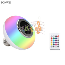 DONWEI E27 RGB 12 w Reprodução de Música Bluetooth Speaker Lâmpada LED Pode Ser Escurecido Lâmpada Led com Controle Remoto Sem Fio Inteligente 2024 - compre barato
