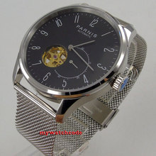 Parnis-Reloj de pulsera automático para hombre, de 42mm, con esfera negra, cristal de zafiro dorado Miyota, P921 2024 - compra barato