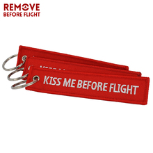 5 PCS/LOT Kiss Me Before Flight Keychain Embroidery Anahtarlik Label Red Key Ring Key Chain for Aviation Gifts Car Keychains 2024 - buy cheap