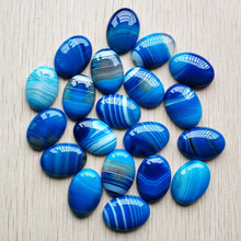 Wholesale 20pcs/lot fashion stripe blue onyx Oval CAB CABOCHON beads for ring earring jewelry Accessories making 18x25mm free 2024 - buy cheap