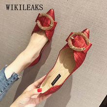 Metal Decoration Flats Brand Shoes Women Designers Boat Shoes Woman Slip On Pointed Toe Flat Shoes Women Loafers Tenis Feminino 2024 - buy cheap