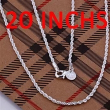 GSSPN226-20/ 925 jewelry silver plated 2mm,20inchs,Twistedstring necklace,fashion jewelry,wholesale,Nickle free antiallergic , 2024 - buy cheap