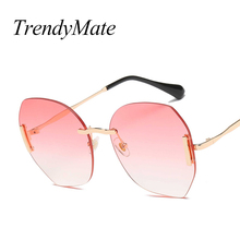 Oversized Rimless Sunglasses Women 2018 Luxury Black Pink Blue Fashion Gradient Lens Sun Glasses for Women UV400 Eyewear 5173T 2024 - buy cheap