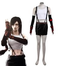 Disfraz de Tifa para niñas, Sexy de minifalda Final Fantasy VII, conjunto de falda de cuero negro con tirantes, talla grande 2024 - compra barato