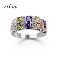 ZRHUA-anillo de compromiso de Plata de Ley 925 con zirconia cúbica, joyería de lujo, para mujeres 2024 - compra barato