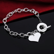 Preço por atacado encantos coração bela pulseira de prata cor moda senhora casamento pulseira jóias h285 2024 - compre barato