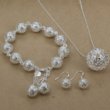 S110 925 conjunto de jóias de prata, jóia da forma definida Bola Three-Piece Set Jóias 2024 - compre barato