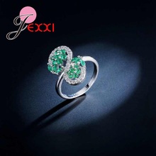 Luxury 925 Sterling Silver AAA Cubic Zirconia Wedding Party Rings For Women Gift Fashion Green Crystal Engagement Ring 2024 - buy cheap
