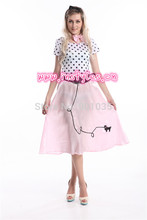 FREE SHIPPING Gorgeous 50's Poodle Rockabilly Costume! Retro Swing Grease Fancy Dress 2024 - buy cheap