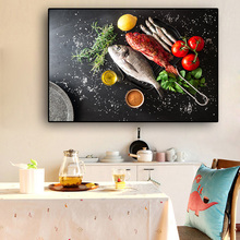 Vegetables Fish Kitchen Canvas Painting Cuadros Modern Scandinavian Restaurant Posters and Prints Wall Art Picture Living Room 2024 - buy cheap