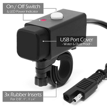 Soquete de fonte de alimentação de carregamento inteligente, 5v à prova d' água para duas entradas usb, cabo adaptador de porta de carregador atv para gps do telefone 2024 - compre barato