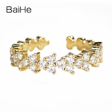BAIHE-anillo de oro amarillo de 14 quilates con diamantes naturales, joyería fina, para boda 2024 - compra barato