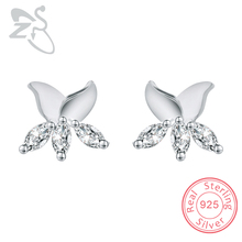 ZS Women Stud Earring Flowers Butterfly Design Luxury Crystal Earring For Women  Korean Style 925 Sterling Silver Stud Earrings 2024 - buy cheap