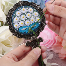 DIY Flower Embroidery Mirror kits Landscape Cross Stitch Needlework Folding Makeup Mirror Hand Swing Art Craft Gift Home Decor 2024 - buy cheap
