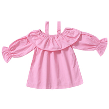 Одежда для малышей; топы; осенние Рубашки; Весенняя футболка с длинными рукавами и открытыми плечами для маленьких девочек; блузка с оборками 2024 - купить недорого