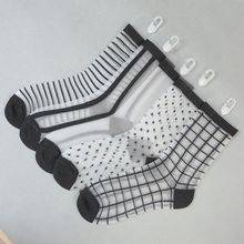 5 Pairs Women Short Socks Sheer Mesh Glass Silk Socks Ladies Ultrathin Transparent Crystal Lace Elastic Ankle Black Socks 2024 - buy cheap