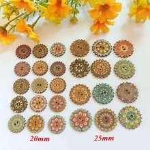 120pcs 20mm/25mm Mixed Printed vintage flower Natural Wood Buttons Cartoon Chips For Scrapbooking Decorations And craft accesso 2024 - buy cheap