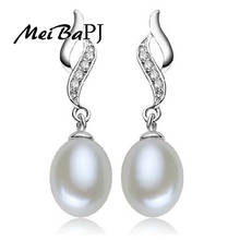 [MeiBaPJ]New Fashion 8-9mm water drop freshwater pearl earrings classic earrings for women wholesale with gift box 2024 - buy cheap