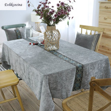 Free Shipping Flannel Embroidery Gray Tablecloth Polyester Toalha De Mesa Nappe Rectangulaire Manteles Para Mesa Covered Cloth 2024 - buy cheap