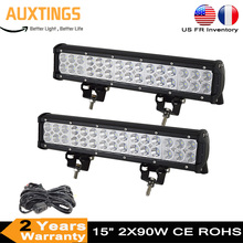 Barra de luz de trabalho em led offroad, 2 pçs, 15 polegadas, 90w, 12 volts, luz de condução, para veículo off-road, captador 4wd, 4x4 2024 - compre barato