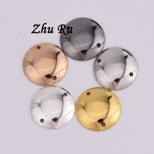 ZHU RU 20pcs/lot 15mm Loop Coin tray shape Double hole button Charms Pendant for Jewelry Making Findings DIY 2024 - buy cheap