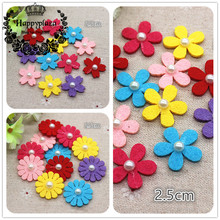 30pcs Mix Colors Non-woven Fabric Pearl Flower Applique Patches Felt Accessories DIY Craft Scrapbooking,2.5cm 2024 - buy cheap