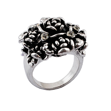 Anéis modernos 2017 vintage joias antigas banhados a prata cristal preto strass grande flor de rosa anéis para mulheres romântico 2024 - compre barato