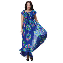M-6XL Floral Printed Chiffon Vestidos Dress Plus Size Strapless Maxi Long Women Sleeveless Dress 5XL Large Big Size Summer Style 2024 - buy cheap