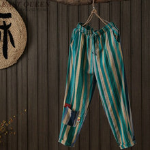 Pantalones de lino estilo chino para mujer, pantalón holgado de pierna ancha, elegante, estilo Palazzo, FF767 2024 - compra barato