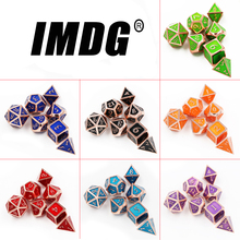 IMDG 7 unids/set creativo juego de dados RPG poliedro de Metal dados DND nuevo esmalte cobre rojo Digital juego de dados 2024 - compra barato