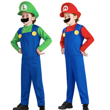 Disfraz de Super Mario y Luigi Brothers para niños, disfraz de fiesta para Cosplay, fontanero, bonito 2024 - compra barato
