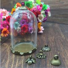 5sets/lot 38*25mm tube glass globe silver color crown base with 8mm cap glass vial pendant fashion glass pendant glass dome 2024 - buy cheap