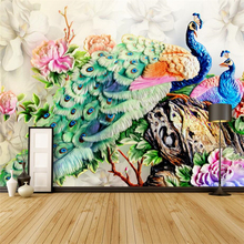 Beibehang-fondo clásico de pavo real para sala de estar, TV, sofá, pared personalizada gran mural, papel pintado verde, papel de pared 2024 - compra barato