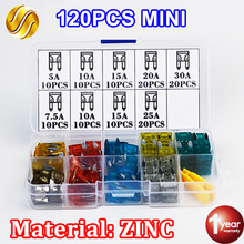120pcs MINI Car Fuse 5A 7.5A 10A 15A 20A 25A 30A Amp with Box Clip Assortment Auto Blade Type Fuses Set Vehicle Boat Truck SUV 2024 - buy cheap