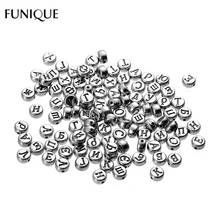 FUNIQUE 7mm Acrylic Beads 400PCs Russian Letter Beads Random Mixed Printing Black Round Alphabet Beads For DIY Vintage Bracelets 2024 - buy cheap