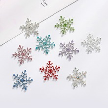 Botón de diamante de imitación plano de 25mm, copos de nieve para Navidad, 10 Uds., mezcla de colores (BTN-5401) 2024 - compra barato