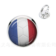 Anillos ajustables con cúpula de cristal de 16mm, Logo de fútbol de Francia, Inglaterra, Bélgica, Arabia Saudita, Senegal 2024 - compra barato