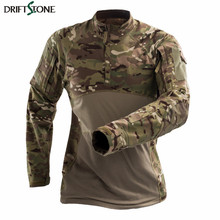 Camiseta camuflada masculina, camiseta comprida estilo militar, com manga comprida, leve e militar, camiseta para combate airsoft 2024 - compre barato