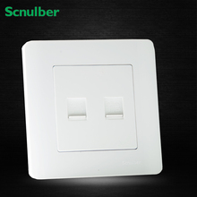 luxury white 86 standard two gang computer internet PC wall switch socket 2024 - buy cheap