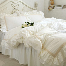 Conjunto de cama bordado de luxo, bege, renda, plissado, capa de edredom, casamento, decoração, lençol, elegante 2024 - compre barato