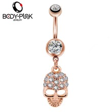 Corpo Do Punk 1 pc 14G Ouro Rosa Umbigo Anéis de Aço Cirúrgico Bar Piercings de Umbigo PieciClear CZ Jóia Do Corpo para As Mulheres 2024 - compre barato