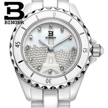 Suiza Binger-Relojes de pulsera de cerámica para mujer, a la moda reloj de cuarzo, relojes redondos con diamantes de imitación, BG-8008L resistentes al agua de 100M 2024 - compra barato