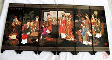 Chinese collection Lacquer ware painting beauty folding screen-A dream of red mansions twelve beauties 2024 - buy cheap